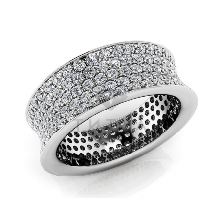 М-11861 модное кольцо с муассанитами из белого золота