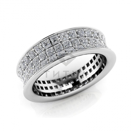 М-11870 модное кольцо с муассанитами из белого золота