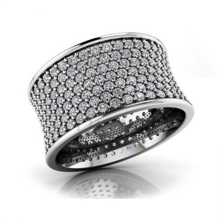 М-11866 модное кольцо с муассанитами из белого золота