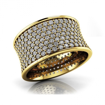 М-11936 модное кольцо с муассанитами из желтого золота