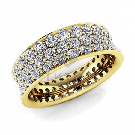 М-11942 модное кольцо с муассанитами из желтого золота