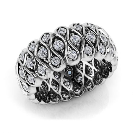 М-11829 модное кольцо с муассанитами из белого золота
