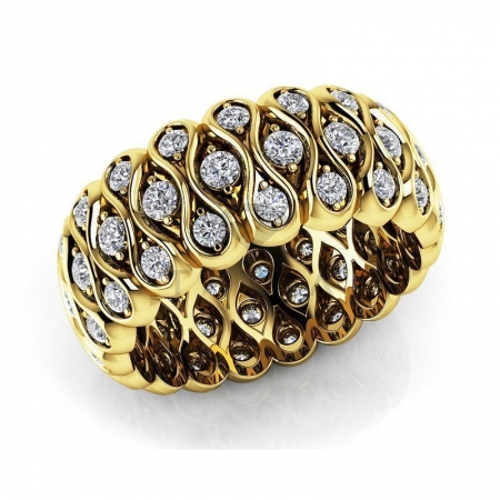 М-11899 модное кольцо с муассанитами из желтого золота