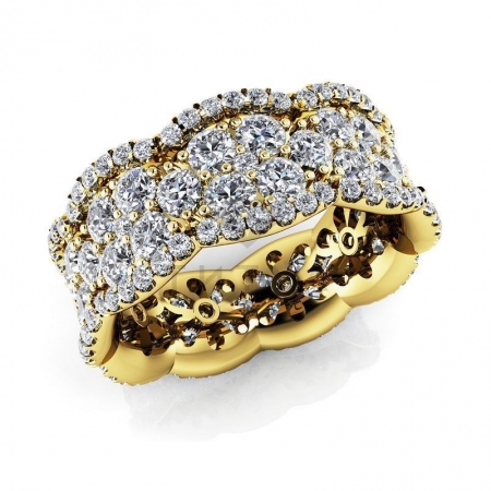 М-11943 модное кольцо с муассанитами из желтого золота