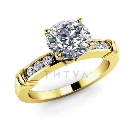 М-12307 помолвочное кольцо из желтого золота с муассанитами