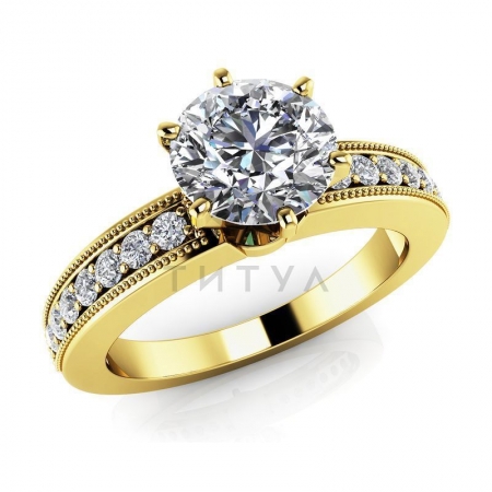 М-12309 помолвочное кольцо из желтого золота с муассанитами