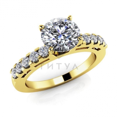 М-12343 помолвочное кольцо из желтого золота с муассанитами