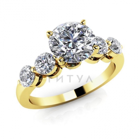М-12340 помолвочное кольцо из желтого золота с муассанитами