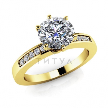 М-12305 помолвочное кольцо из желтого золота с муассанитами
