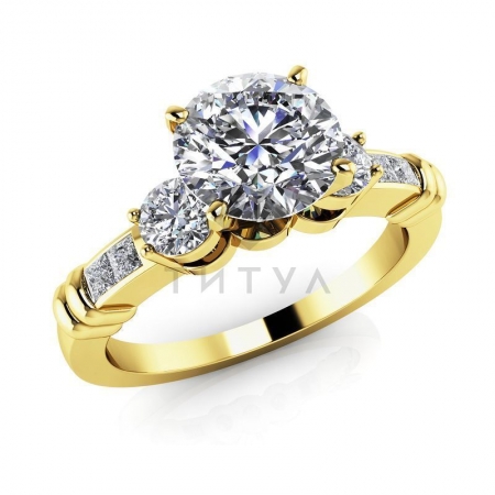 М-12344 помолвочное кольцо из желтого золота с муассанитами