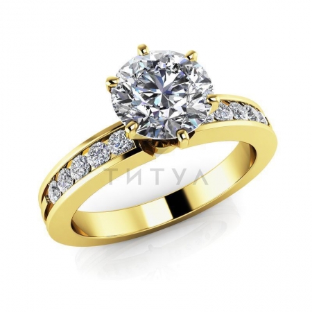 М-12323 помолвочное кольцо из желтого золота с муассанитами