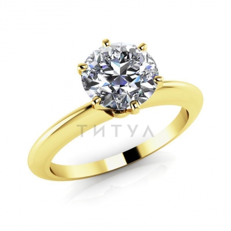 М-12432 помолвочное кольцо из желтого золота с большим муассанитом
