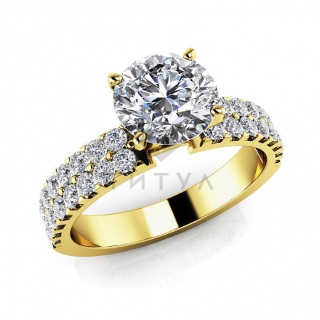 М-12372 помолвочное кольцо из желтого золота с муассанитами