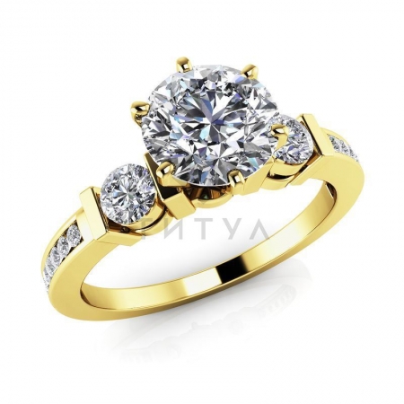 М-12351 помолвочное кольцо из желтого золота с муассанитами
