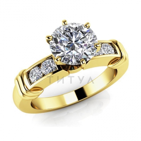 М-12313 помолвочное кольцо из желтого золота с муассанитами