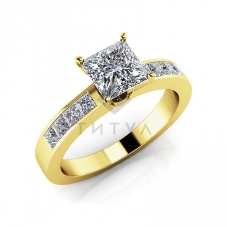 М-12369 помолвочное кольцо из желтого золота с муассанитами