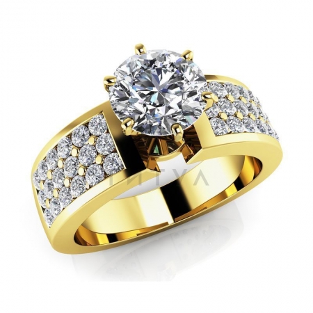 М-12377 помолвочное кольцо из желтого золота с муассанитами
