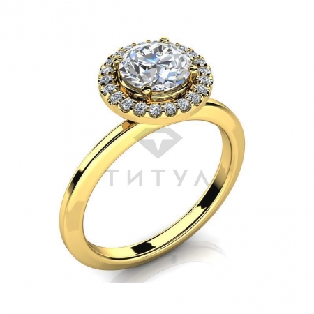 М-12322 помолвочное кольцо из желтого золота с муассанитами