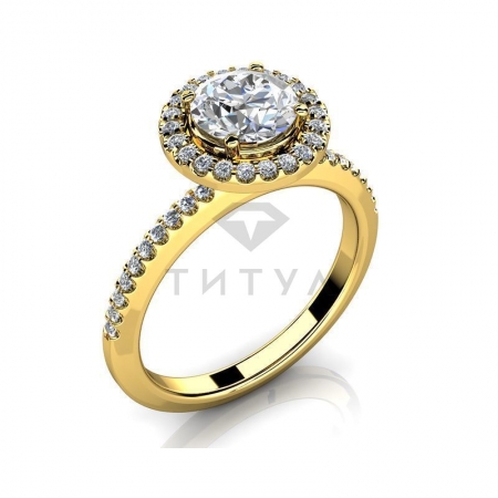 М-12352 помолвочное кольцо из желтого золота с муассанитами