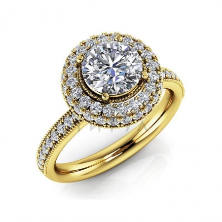 М-12364 помолвочное кольцо из желтого золота с муассанитами