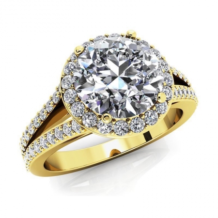 М-12367 помолвочное кольцо из желтого золота с муассанитами