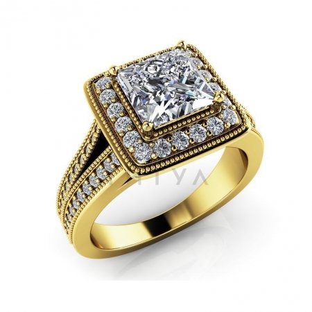 М-12361 помолвочное кольцо из желтого золота с муассанитами