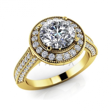 Ювелирная компания «ТИТУЛ» Помолвочное винтажное кольцо из желтого золота с муассанитами