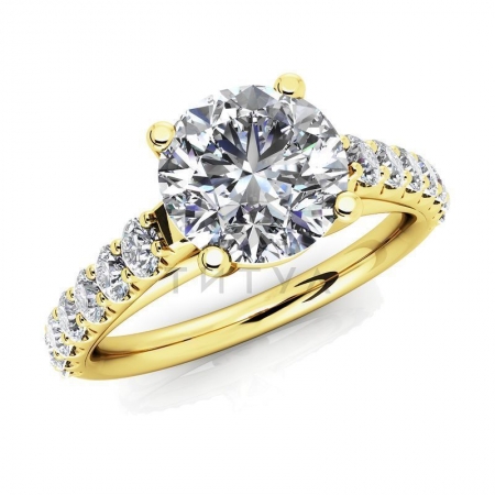 М-12366 помолвочное кольцо из желтого золота с муассанитами