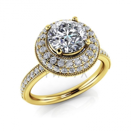 М-12365 помолвочное кольцо из желтого золота с муассанитами
