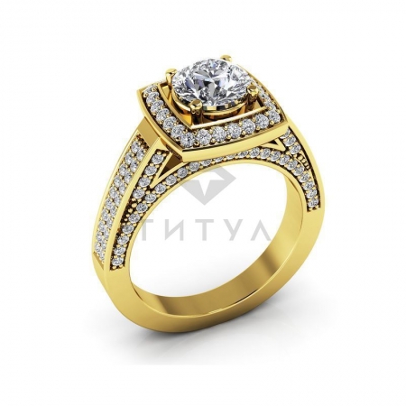 М-12396 помолвочное кольцо из желтого золота с муассанитами