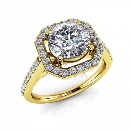 М-12349 помолвочное кольцо из желтого золота с муассанитами