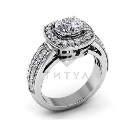 Ювелирная компания «ТИТУЛ» Помолвочное кольцо из белого золота с муассанитами