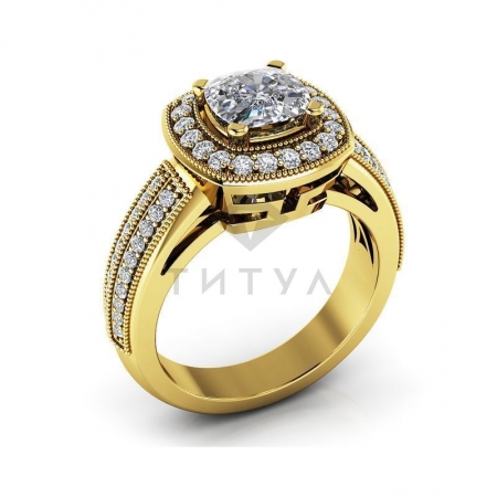 М-12409 помолвочное кольцо из желтого золота с муассанитами