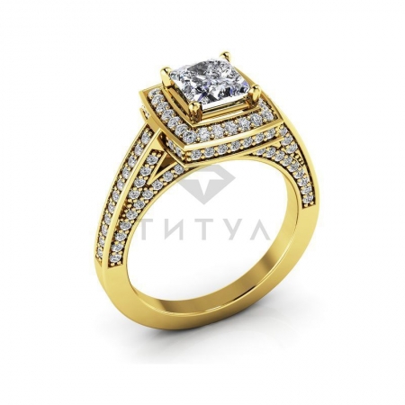 М-12387 помолвочное кольцо из желтого золота с муассанитами