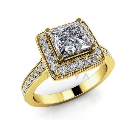 М-12346 помолвочное кольцо из желтого золота с муассанитами