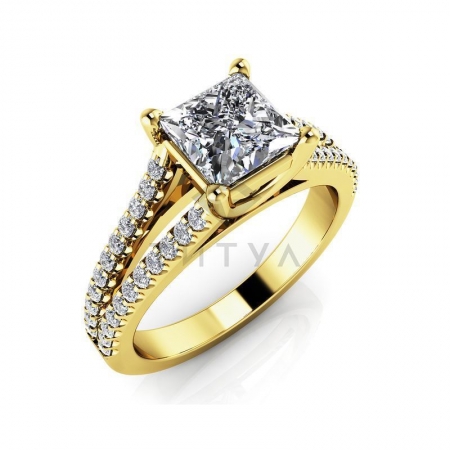 М-12337 помолвочное кольцо из желтого золота с муассанитами