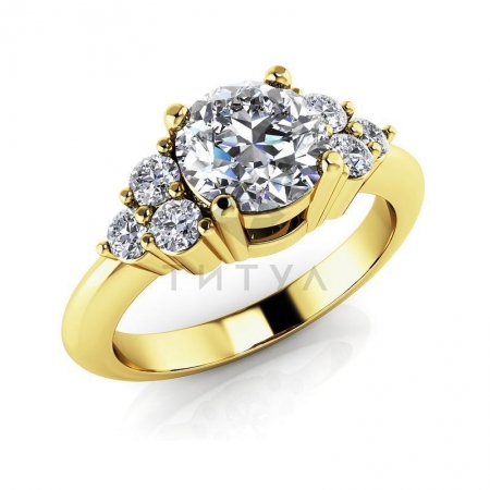М-12319 помолвочное кольцо из желтого золота с муассанитами
