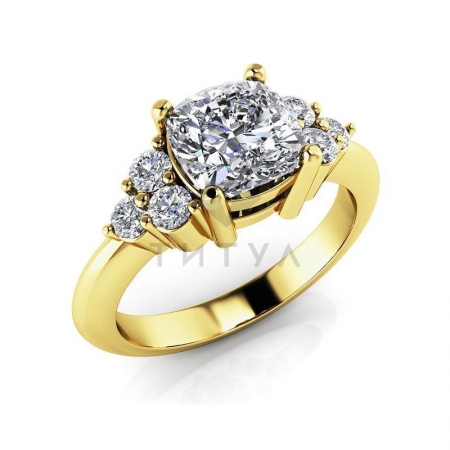 М-12393 помолвочное кольцо из желтого золота с муассанитами