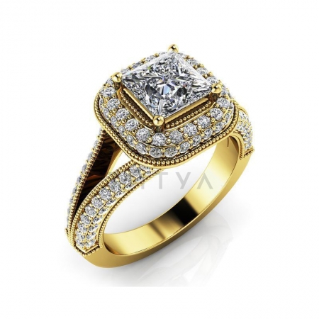 М-12391 помолвочное кольцо из желтого золота с муассанитами