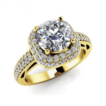 М-12373 помолвочное кольцо из желтого золота с муассанитами
