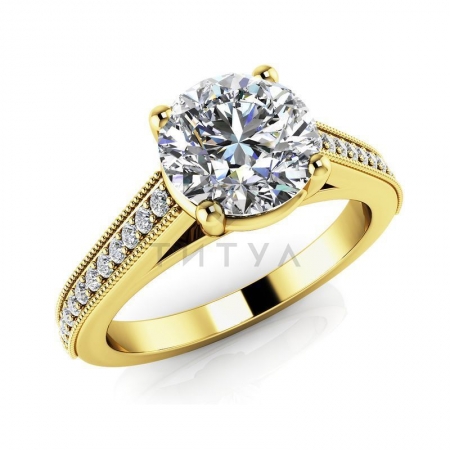 М-12312 помолвочное кольцо из желтого золота с муассанитами