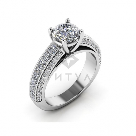 Ювелирная компания «ТИТУЛ» Помолвочное кольцо из белого золота с муассанитами