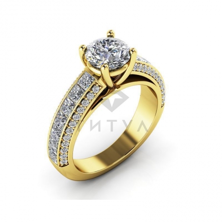 М-12415 помолвочное кольцо из желтого золота с муассанитами