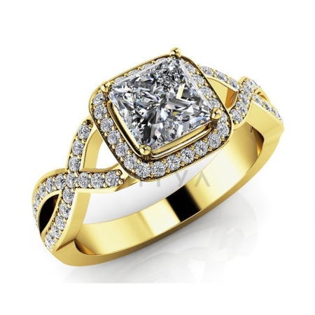 М-12342 помолвочное кольцо из желтого золота с муассанитами
