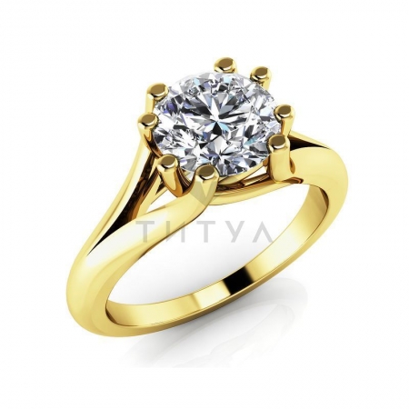 М-12440 помолвочное кольцо из желтого золота с большим муассанитом