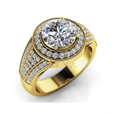 М-12417 помолвочное винтажное кольцо из желтого золота с муассанитами