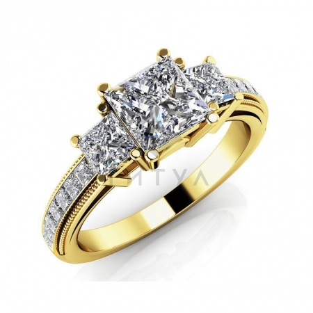 М-11808 кольцо из желтого золота с муассанитами