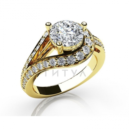 М-12381 помолвочное кольцо из желтого золота с муассанитами