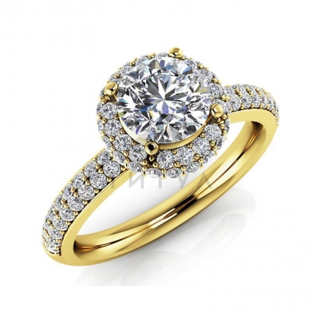 М-12384 помолвочное кольцо из желтого золота с муассанитами