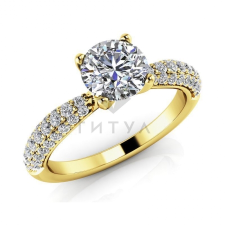 М-12395 помолвочное кольцо из желтого золота с муассанитами